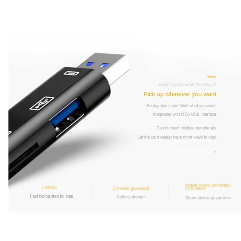 Memory Card Reader Adapter, Acessórios do Telefone Móvel, 5 em 1, USB 2.0, Tipo C, Micro USB, TF, SD, OTG