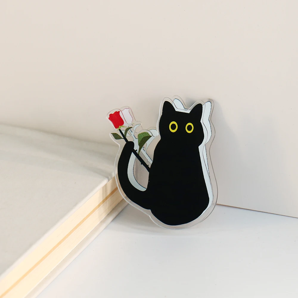 4Pcs/set black cat Clip Acrylic Cute Page Holder Paper Clips Binder Clip Clamp File Index Photo Stationery Storage Office School