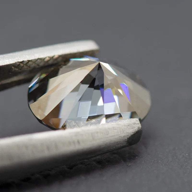 Moissanite batu abu-abu warna Oval Cut Lab dibuat batu permata berlian bahan pembuat perhiasan dengan sertifikat GRA