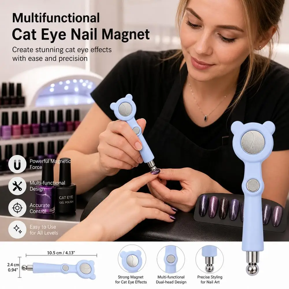 5in1 Cat Eye Nail Magnet Tool Multi Function Nail Magnet Glass Bead Nail Art Tool For Cat Eye Gel Polish Manicure DIY Salon