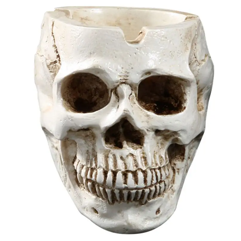 Skull Cigarette Ashtray Ash Tray Resin Halloween Props Home Decor Craft Ashtray Cigarette Cigar Ashtray Ash Tray Smoking Gift