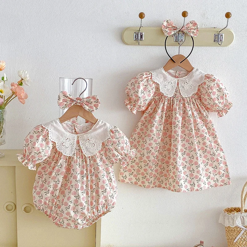 

Новое летнее платье для девочек 2-7 лет на день рождения, с коротким рукавом, хлопковое, с принтом, комбинезон, детские платья принцессы, детская одежда