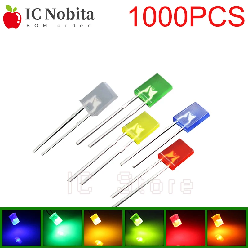 1000PCS 2x5x7mm Light-Emitting Diode Square LED In-Line Lamp Beads DIY Kit 2*5*7 White Red Yellow Blue Green LED 257