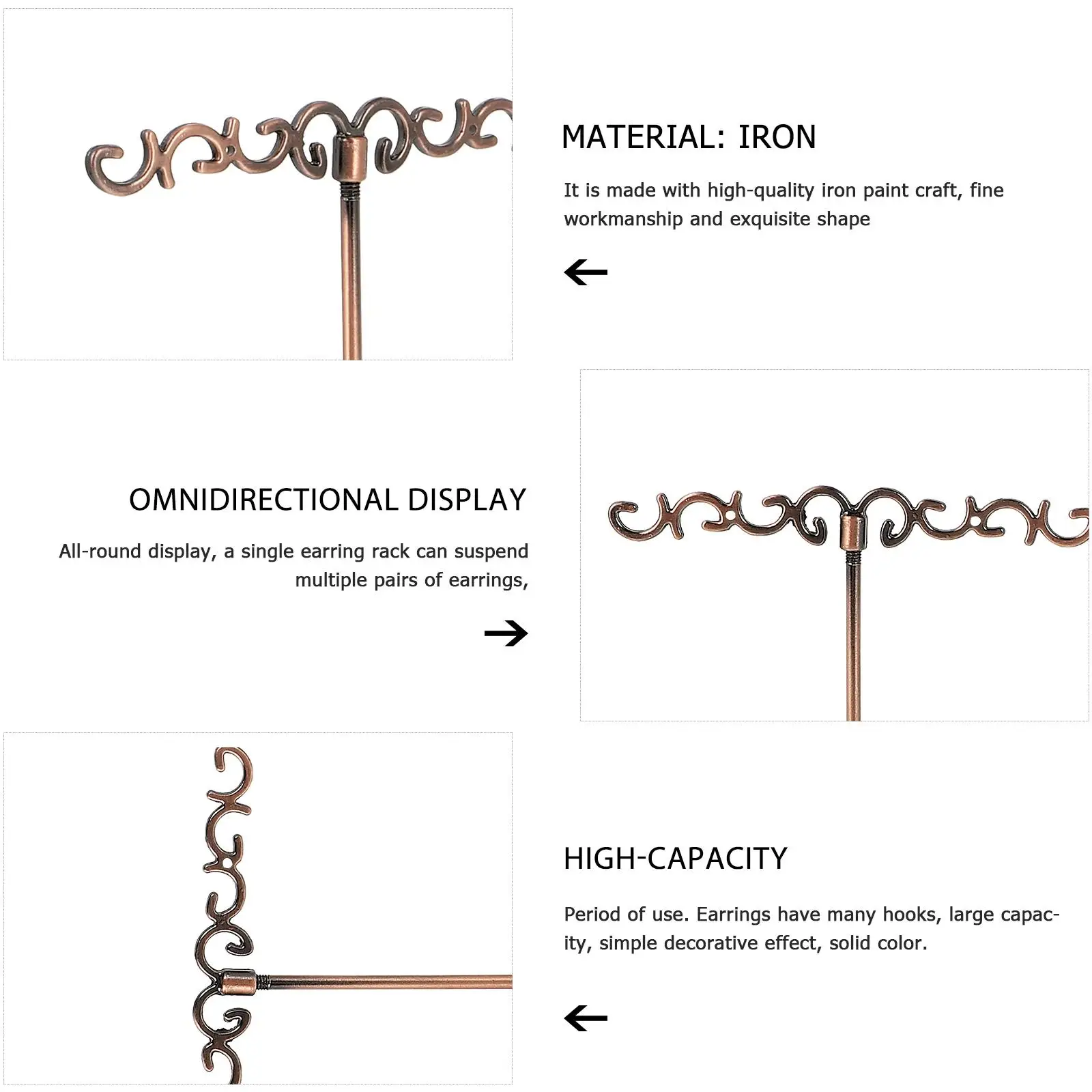 Earring Display St Set 3 Pcs Storage Rack Holder Desktop Fashion Decorative Adornment Iron Shelf Jewelry Showing Rack