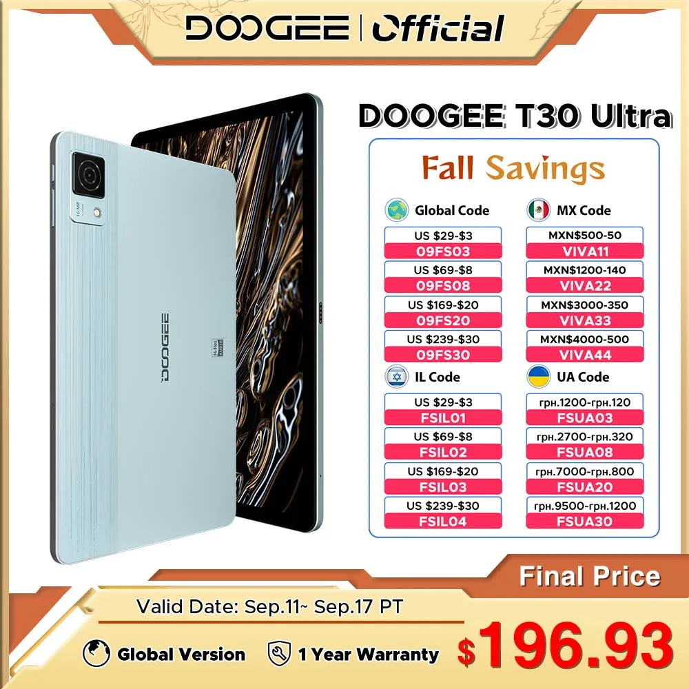 

Планшет DOOGEE T30 Ultra на Android 13, восемь ядер, экран 2,5 дюйма, 12 Гб + 256 ГБ