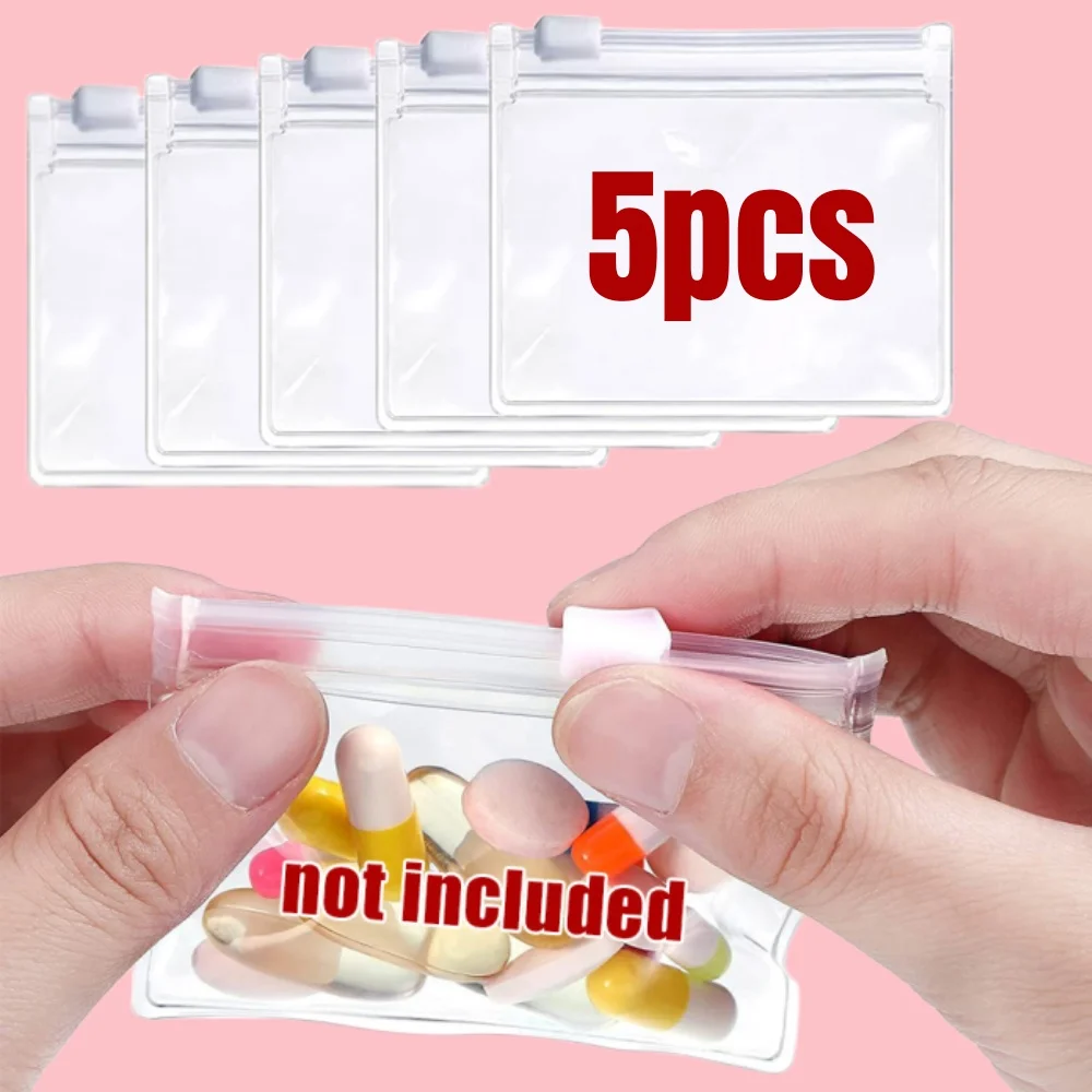 

5 шт., сумки для таблеток, сумки для таблеток на молнии, многоразовые пакеты для таблеток, прозрачная сумка для таблеток из ЭВА, самозапечатывающийся органайзер для лекарств, сумки для хранения