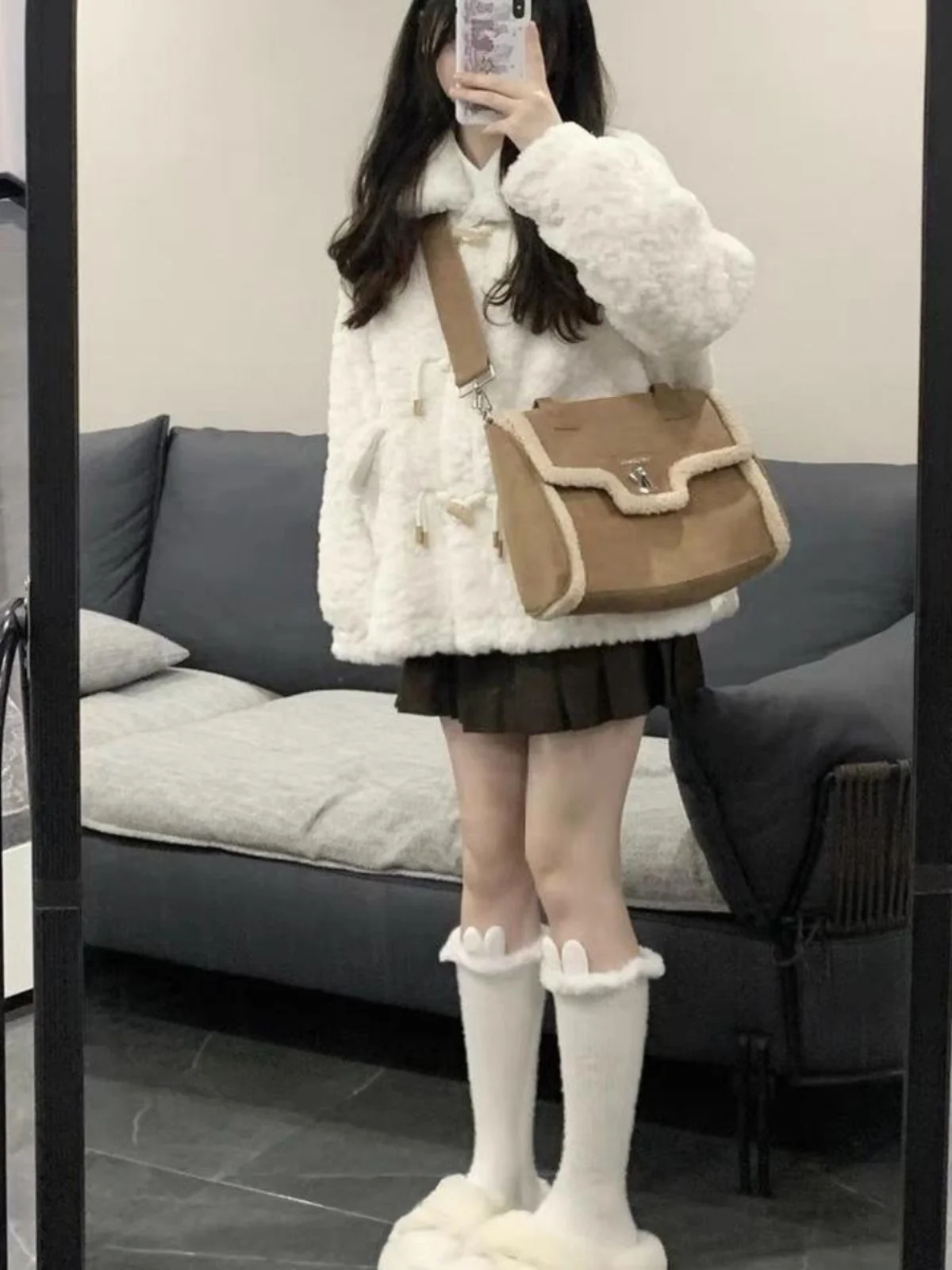 Lam Bont Jaet Vrouwen Leuke Pluizige Plu Herfst Winterjas Koreaanse Sle Kleine Maat Thiened Ort Bovenkleding 2024 Nieuwe Collectie