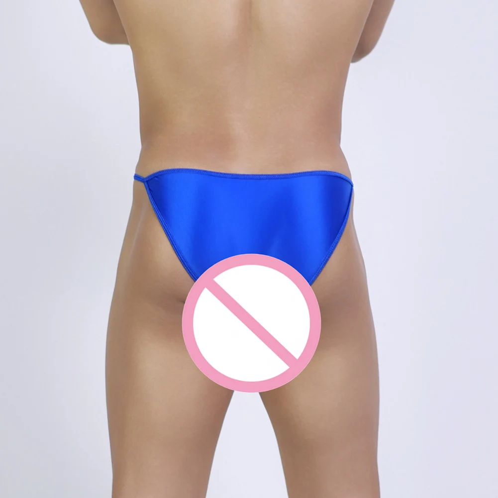 

Sexy Men Oil Shiny Briefs Breathable Low Rise Open Sheath Pouch Underwear Sissy Lingerie Elephant Trunk Panties