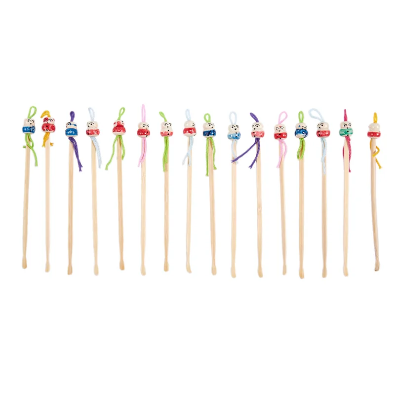 B05C-64 Pcs Assorted Color China Top Wood Earwax Scoop Earpick