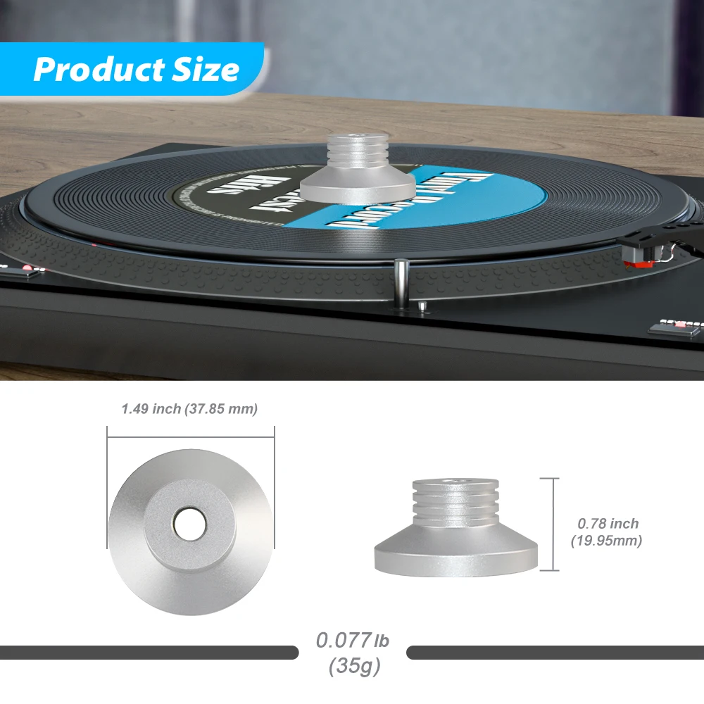 45 RPM Turntable Adapter Aluminum 7 inch EP Record Turntable Phonograph Vinyl Record Center Adapter