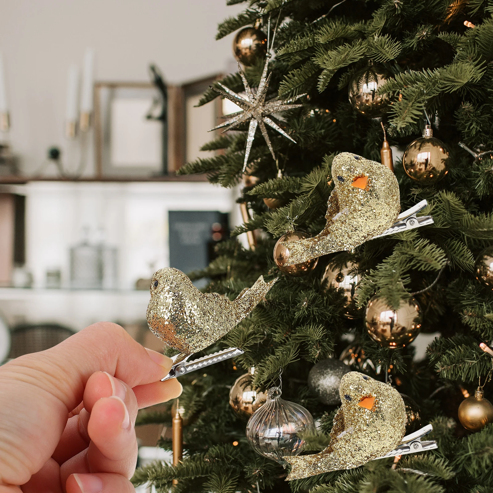 

12Pcs Exquisite Christmas Tree Decor Foam Birds Realistic Appearance Creative Xmas Scene Adornment Xmas Birds Decor