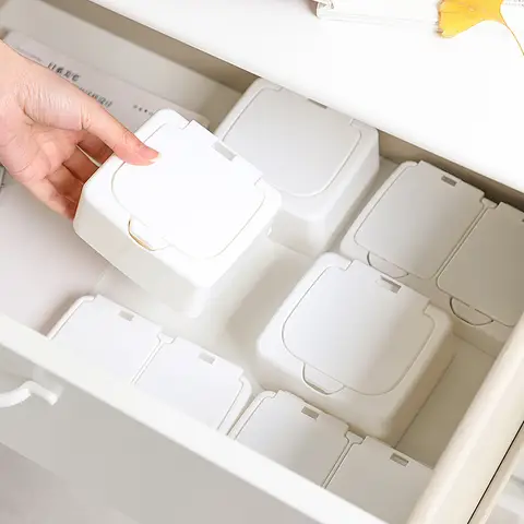 뚜껑이 있는 데스크탑 보관함, 미니 면봉, 화장품 면 플라스틱, 방진, 학생 잡화, 마무리 상자, # 3154
