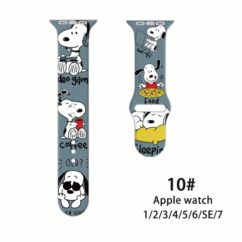 Snoopy Silicone Strap for Apple Watch Band 7 6 5 4 3 2 1 Se Anime Smartwatch Apple Watch Band 40mm 41mm 44mm 38mm 42mm Bracelet