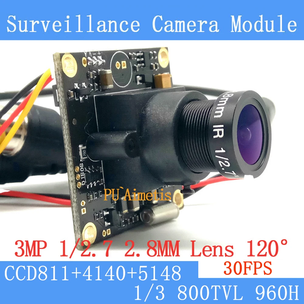 

32*32mm Surveillance camera 800TVL 1/3 Effio CCD 811+4140+5148 CCTV camera module,3MP+2.8mm lens 120degrees+BNC/OSDCable