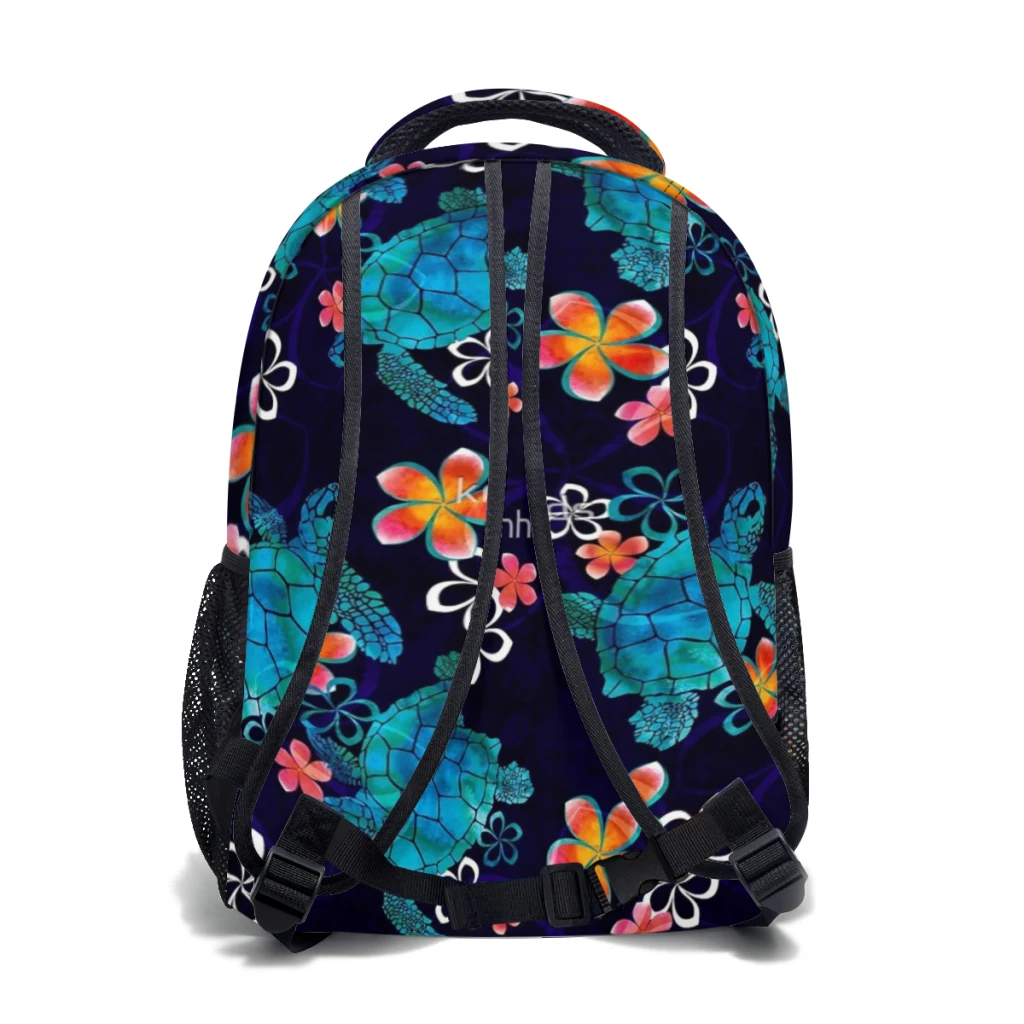 Tartaruga marinha com flores para meninas, mochila de faculdade impermeável de alta capacidade, mochilas escolares para laptop, moda infantil, nova