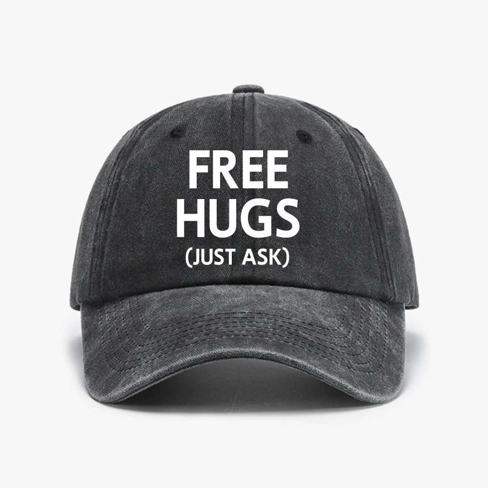 Novelty Awesome Free Hugs Just Ask Joke Funny Sarcastic Baseball Cap Fashion Adjustable outdoors sunhat Soft Top hats