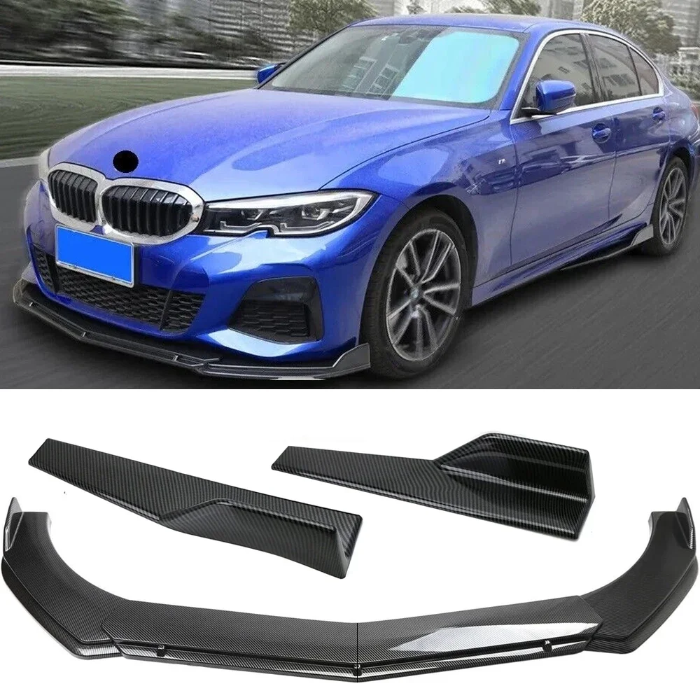 

Universal Adjustable Angle 4pcs 177-195cm Car Front Bumper Lip Spoiler Splitter 2pcs 45cm Side Skirt Body Kits Car Accessories