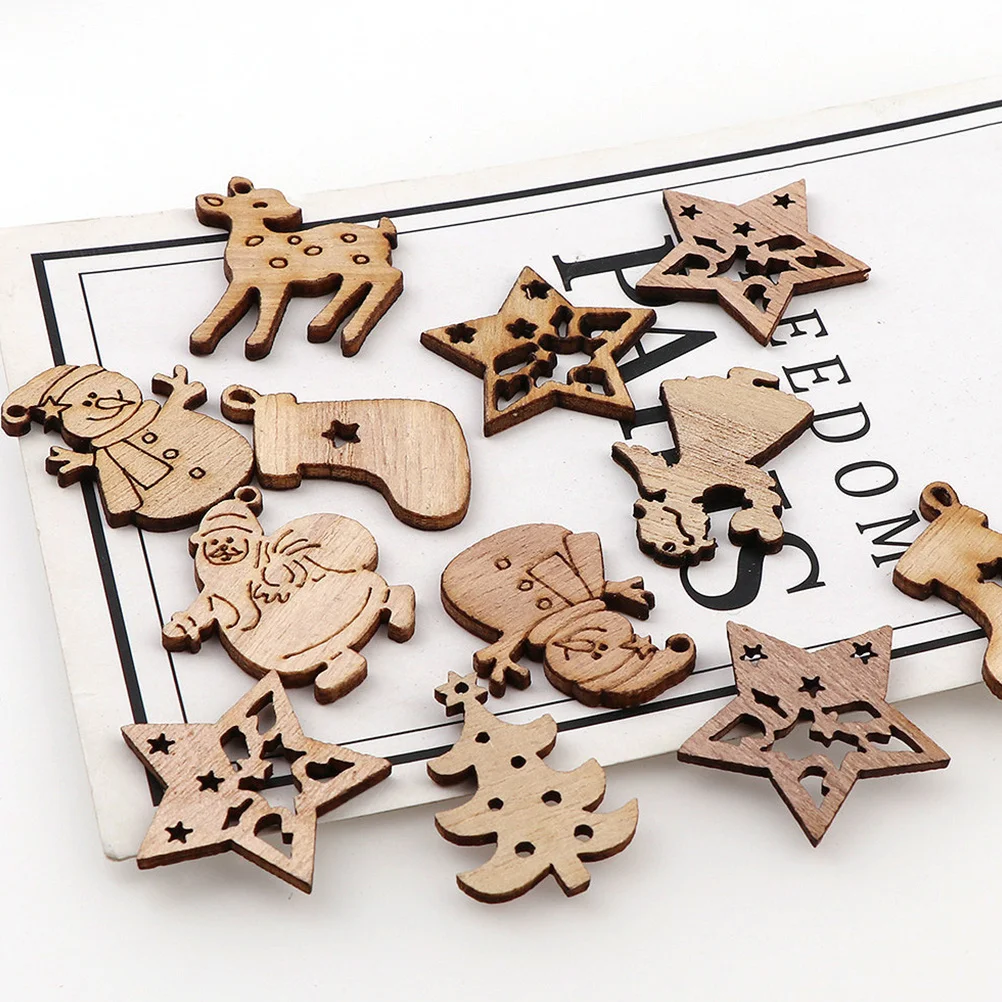 

150Pcs Christmas Hanging Pendant Wooden Slice Ornament Strong Safe Material for DIY Family Craft Projects Holiday Decorations