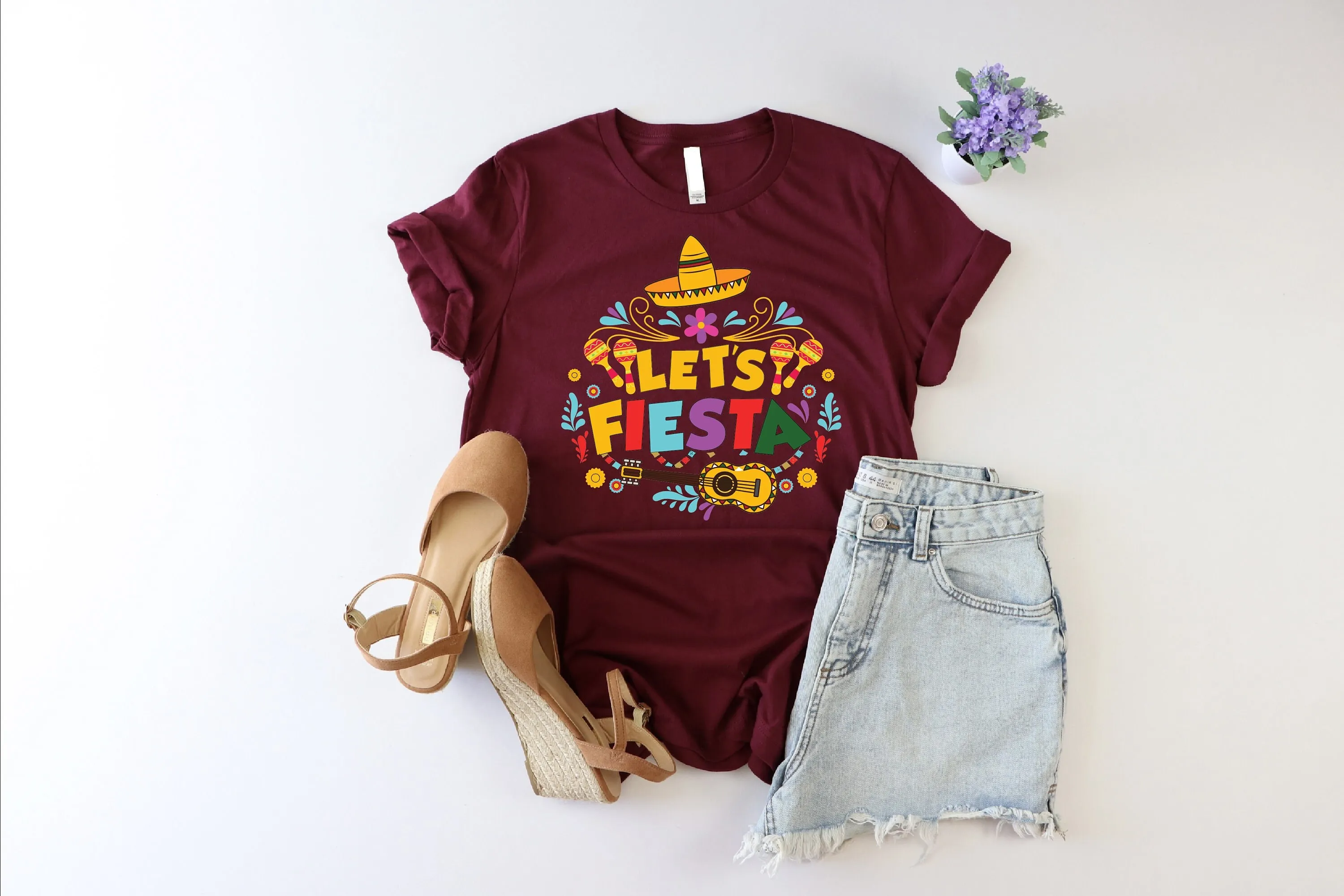 Let's Fiesta T Shirt Mexican Maracas Sombrero Bachelorette My Final Bridal Party