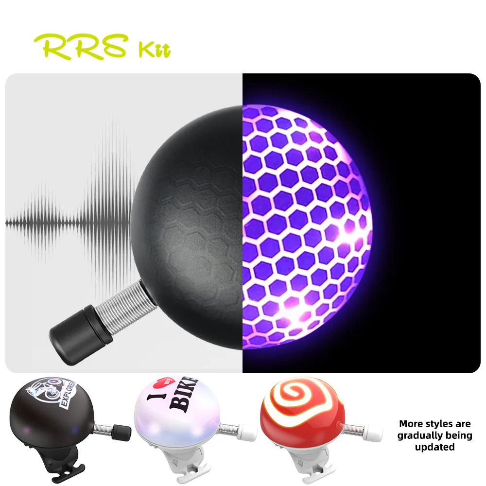 Rrskit-campana electrónica para bicicleta, luminiscente, súper fuerte, Universal, bocina decorativa para bicicleta de niños, equipo de ciclismo para bicicleta de montaña y carretera