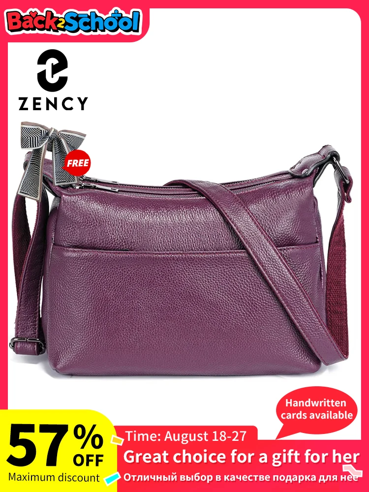 

Zency Elegant Genuine Leather Women's Shoulder Bag Trendy Crossbody Messenger Bag for Ladies Dark Red Blue 100% Satchels Hobo