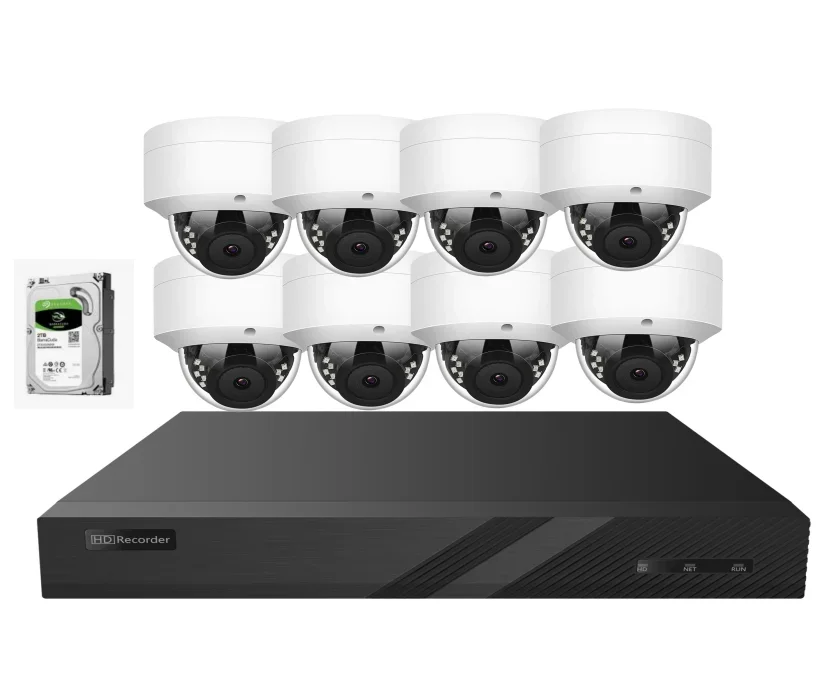 

8MP PoE Security Dome Security System, 8CH 4K POE NVR KITS, with 8pcs 4K IP POE Camera