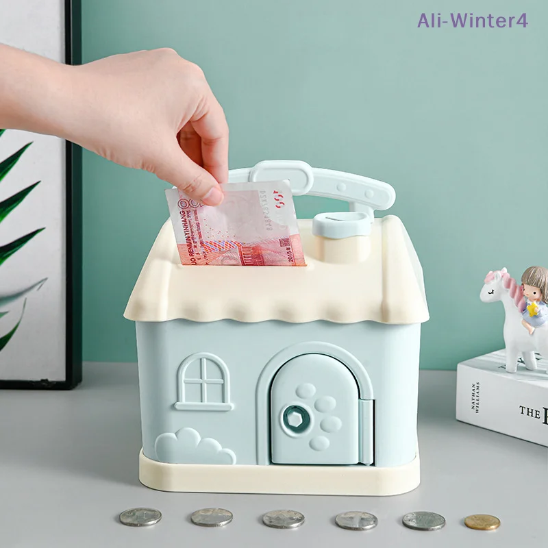 

【Winter4】Детский подарок на Рождество и Новый год: милая маленькая копилка-домик в стиле аниме, квадратная копилка с замком и ключом