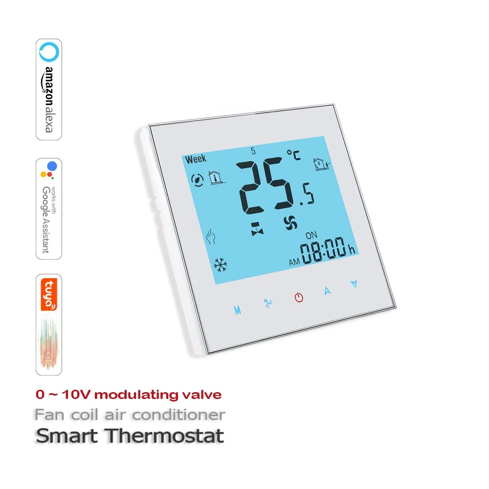 0-10V valve Intelligent fan coil temperature controller Tuya Wi-Fi Air conditioner thermostat Works with Alexa Google Home