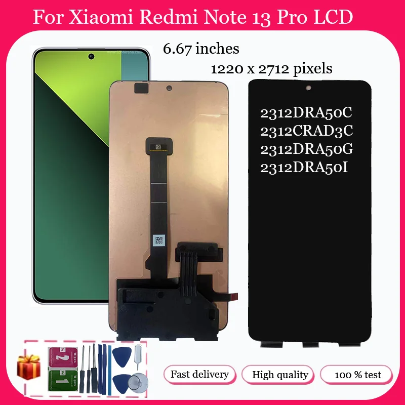 

6.67'' Original For Xiaomi Redmi Note 13 Pro 5G LCD 2312DRA50C, 2312CRAD3C Display Touch screen