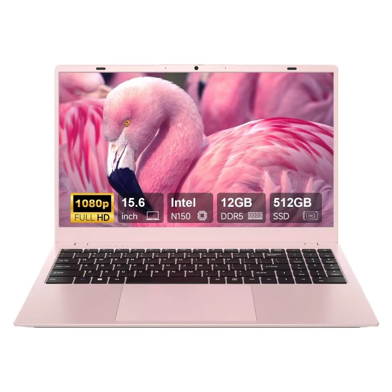 

N150 Laptop Thin and Light Book 15.6 Inch Business Office Pink Laptop Girl