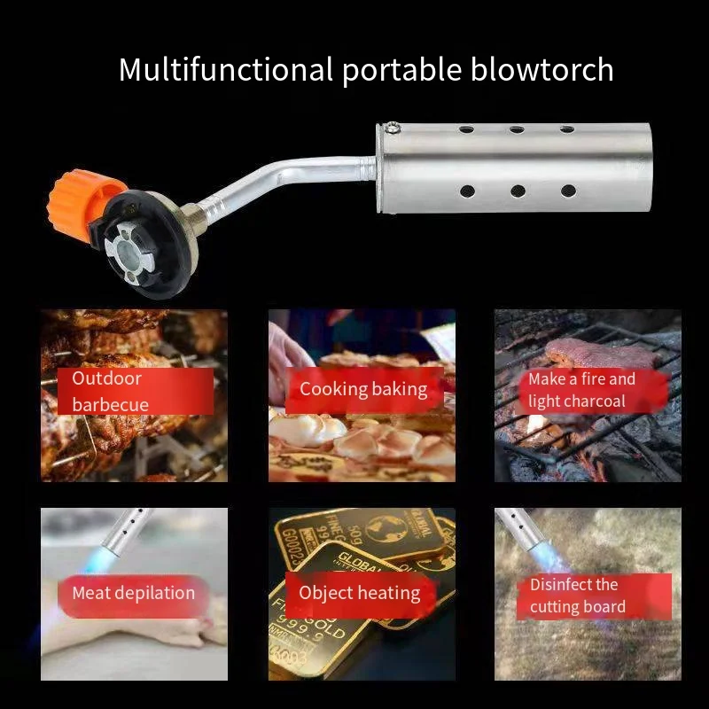 Butane Torch Outdoor Camping BBQ Flame Gun Soldering Heat Gun for Welding Brazing Gas Torch Lighter with Adjustable Flame
