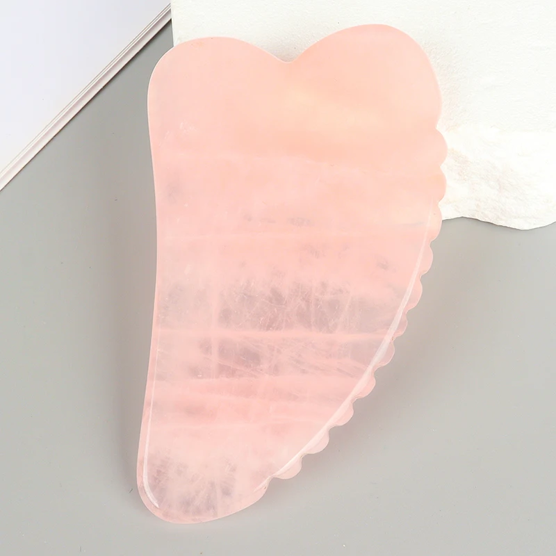 Natural Rose Quartz Sawtooth Gua Sha Board Crystal Mineral Beauty Products GuaSha Massage Skin Care Acupoint Pointing Tool