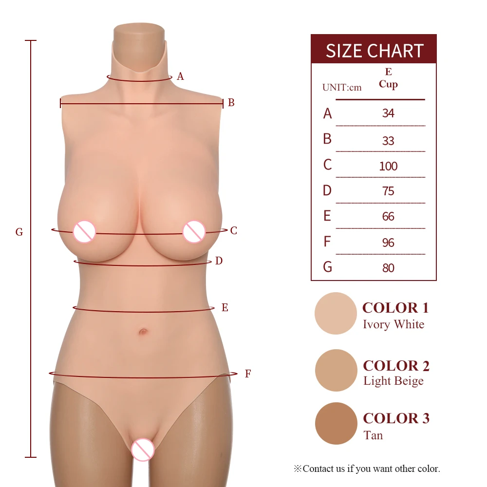 KOOMIHO Triangular Vagina Crossdresser Artificial Chest Bodysuit Fake Breast Forms Hip Enhancer Silicone Boobs Drag Queen 3G