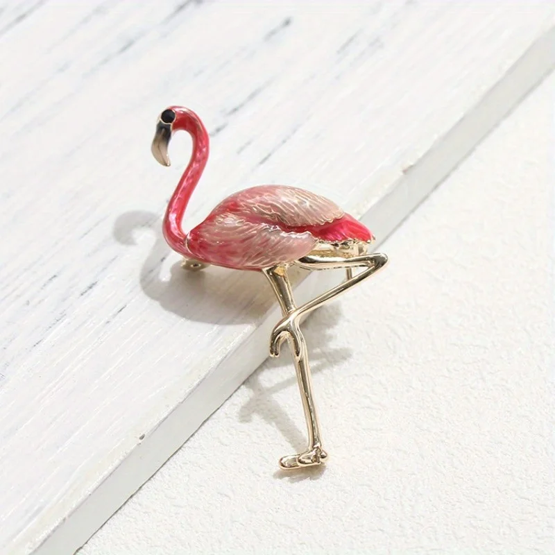 Elegant Classic Exquisite Enamel Flamingo Pin Brooch for Women Girls Fashion Animal Suit Coat Accessories