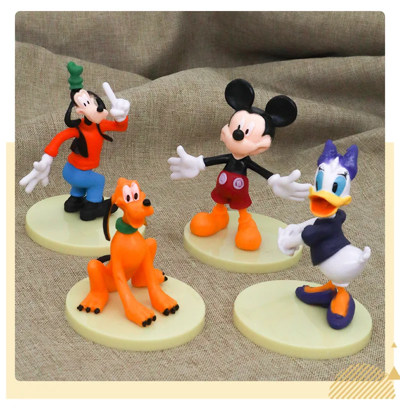 Disney Mickey Mouse Christmas Tree Pendant Action Figures 6pcs Cartoon Classic Toy Model Doll Home Decor Accessories Gifts