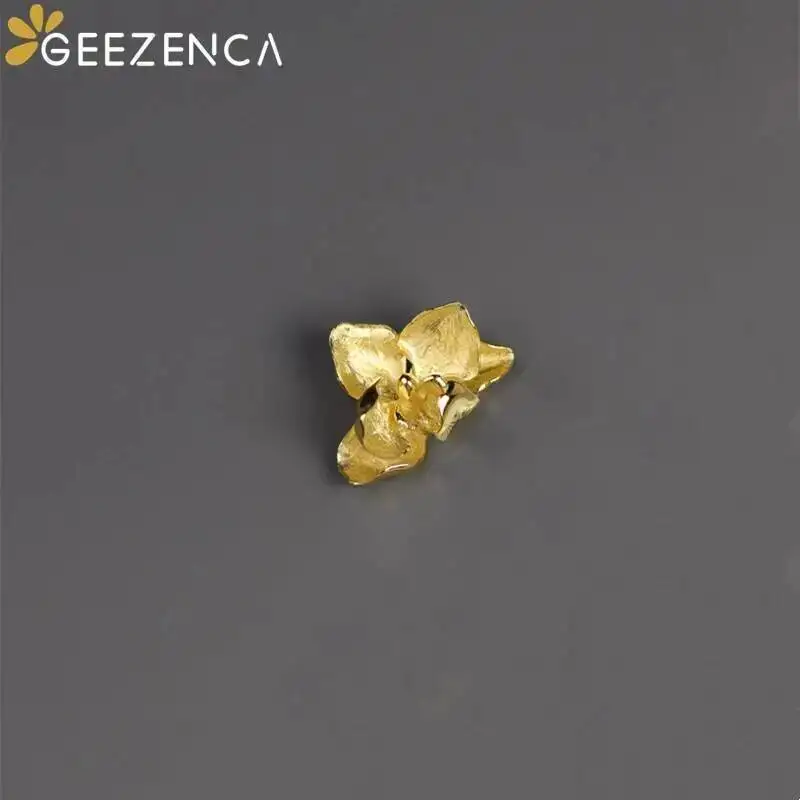 GEEZENCA 925 Sterling Silver Phalaenopsis Flower Pendant For Women 3D Plant Elegant Chic Necklace Pendants Without Chain Gift