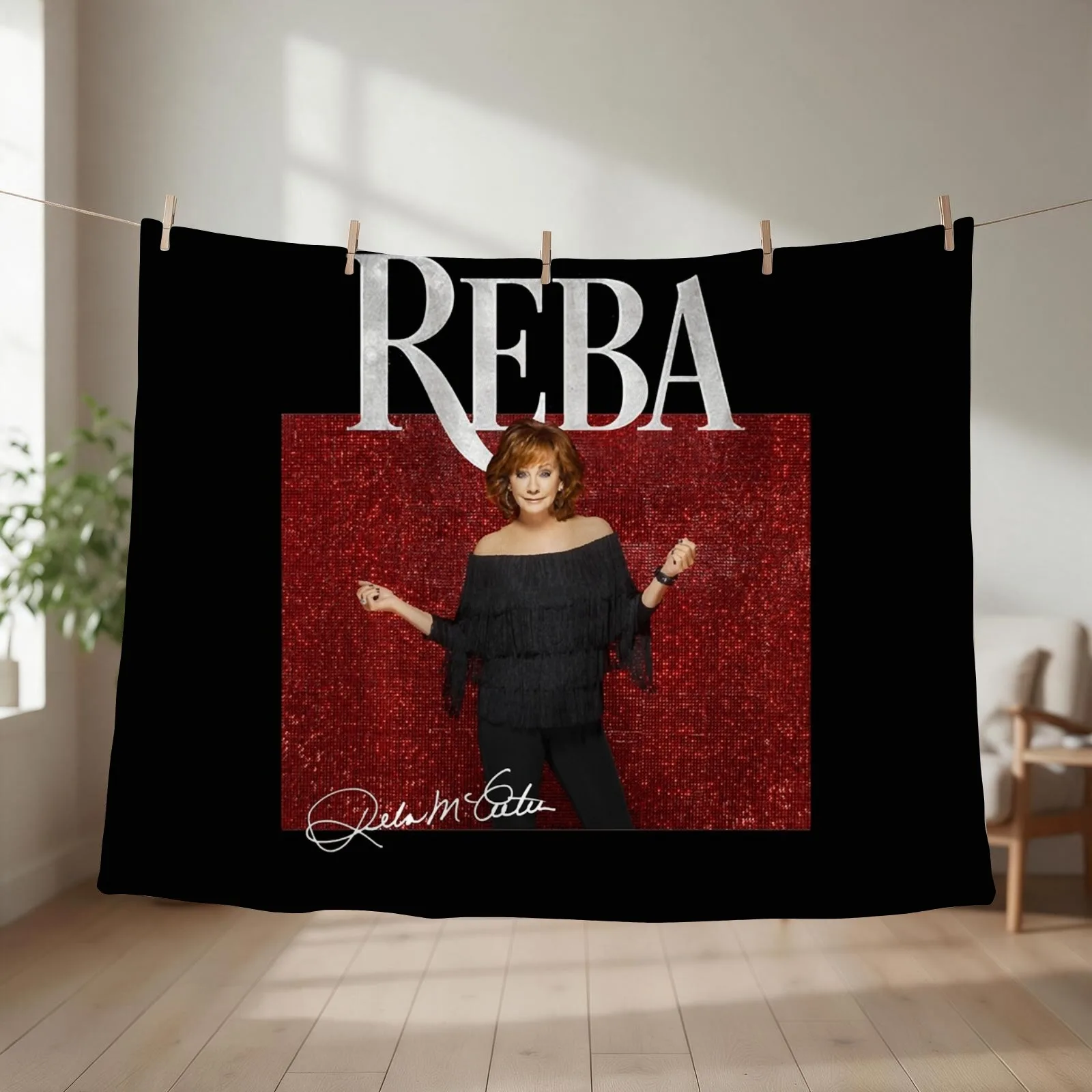Reba Live in Concert 2022 with Signature Classic T-Shirt.png Throw Blanket couch cozy soft plush fuzzy picnic outdoor blanket