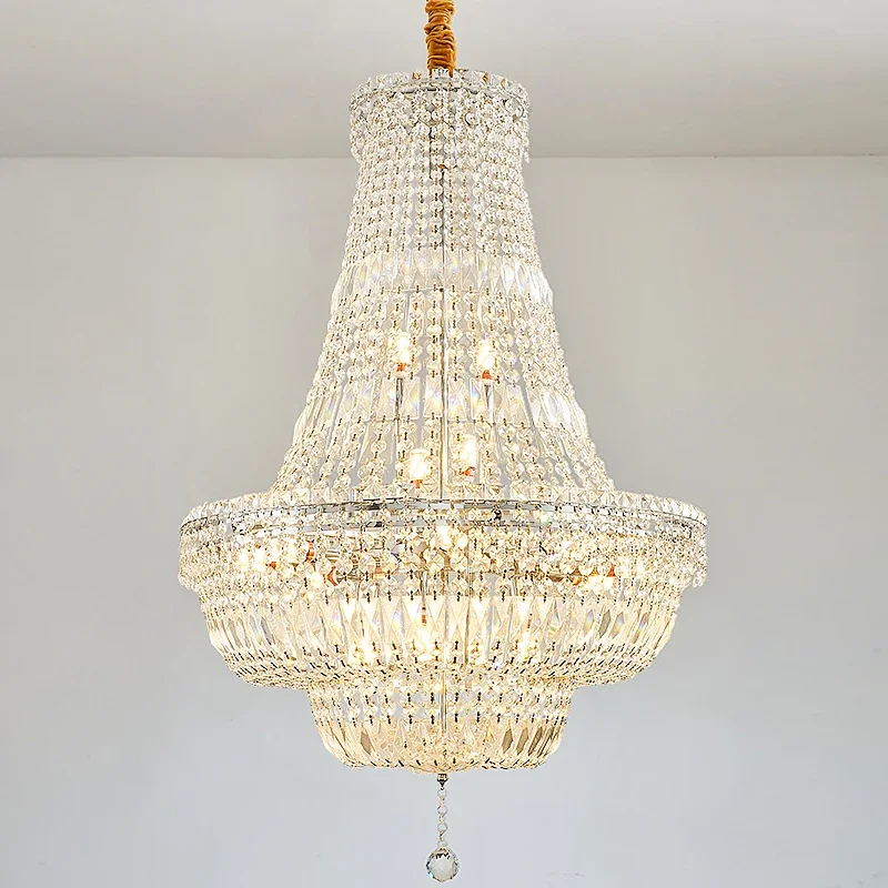 

LED Pendant Light Luxury Living Room Wedding Crystal Chandelier Staircase Chandelier Villa Ceiling European-Style Chandelier