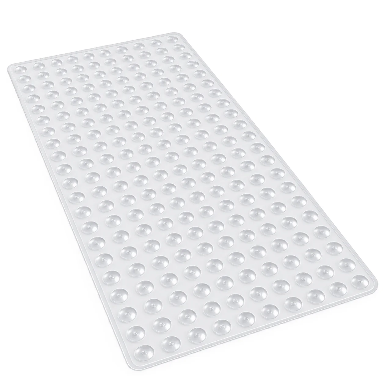 PVC Bath Mat 38x70cm Rectangular Transparent White Pink Shower Mat Bathtub Mat with Raised Circular Dots for Bathroom Floor