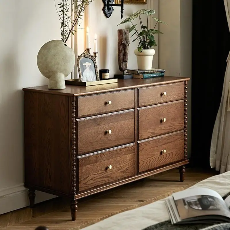

YJQ French retro solid wood bedside cabinet bedroom medieval locker dresser