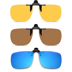 Polarized Sunglasses Men Clip On Yellow Lenses Night Vision Rimless Rectangle Sun Glasses Anti-glare UV400 Goggles 2026 Eyepiece