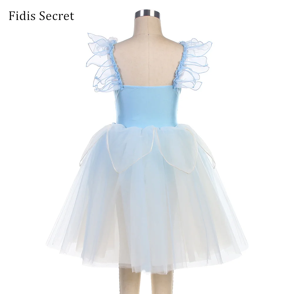 Female Sleeping Beauty Sky Blue Romantic Ballet Tutu Stage Wear,Girls Ballerina Flower Fairy Princess Performance Dance Costumes