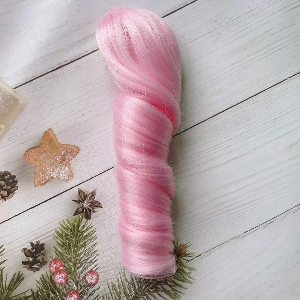 20cm Cotton Doll Wig High-Temperature Fiber Double Ponytail Wavy Hair with Claw Clip Cute Doll Hair Accessories