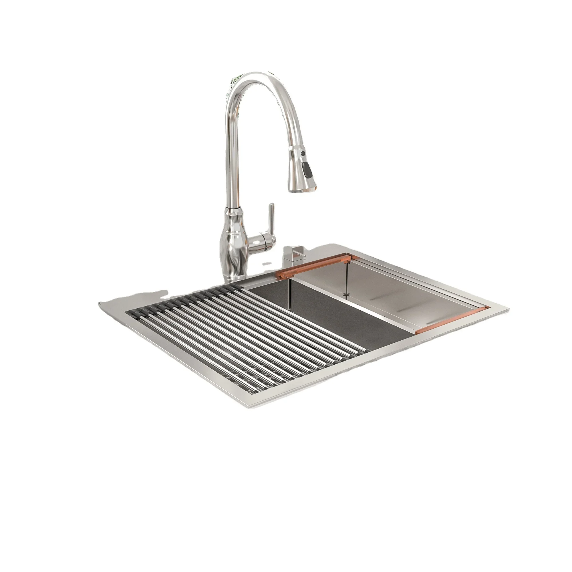 New Luxury Modern Stainless Steel Handmade Kitchen Sink With Multifunction Waterfall Faucet