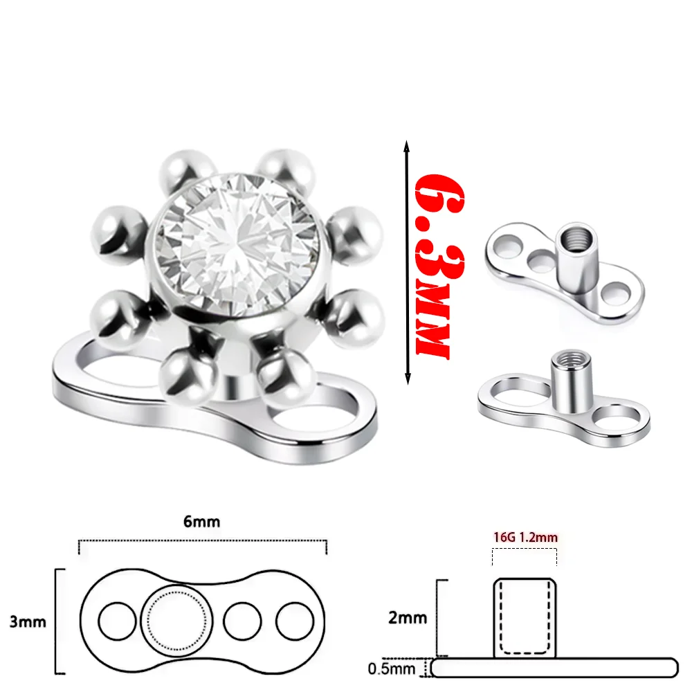 Implantatqualität F136 Titanlegierung Mode Sonnenblume Zirkonia Schlüsselbein Anker Ohrstecker Mode Unsichtbarer Piercing-Schmuck – Detail 2