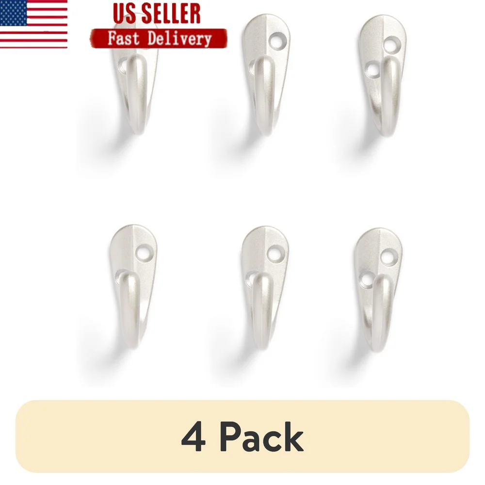 

4 упаковки атласных никелевых металлических крючков для одежды, сверхмощные настенные полотенца для хранения, куртки, сумки емкостью 10 фунтов