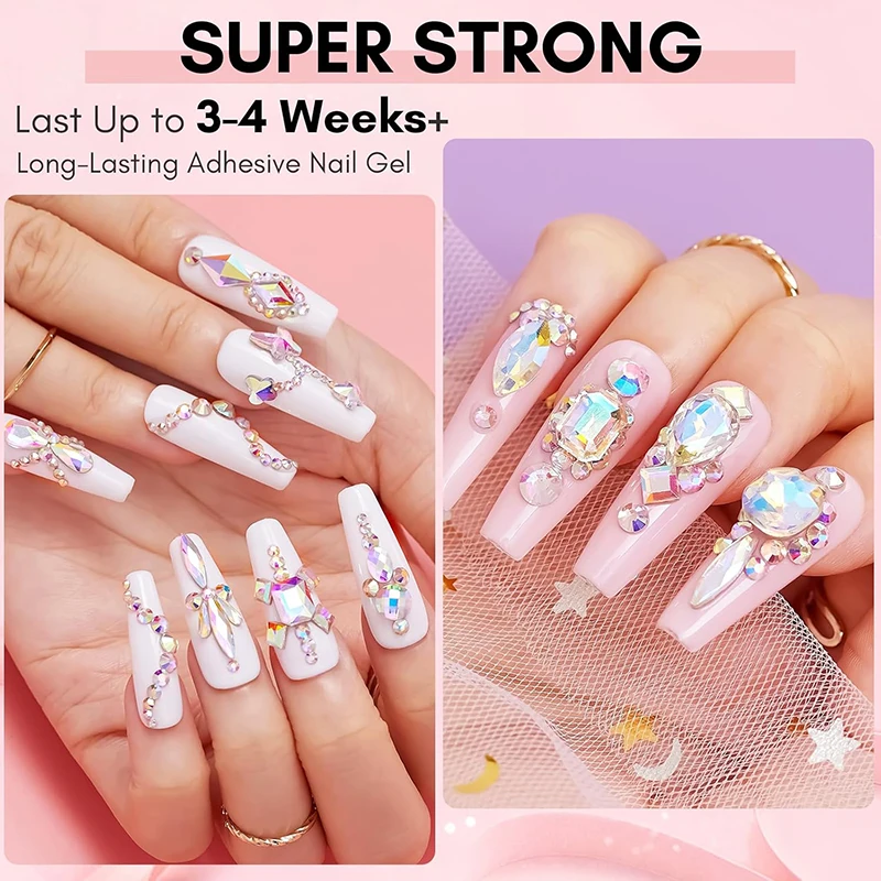 PUENTE super gel de diamante sin capa de dispersión adhesivo fuerte gel pegajoso transparente gel UV para arte de uñas decoración 3D 5