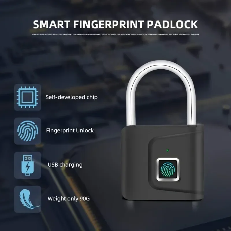 Imagem -03 - Usb Recarregável Fingerprint Smart Cadeado Keyless Door Lock Portátil Bolsa Gaveta Mala Ginásio Escola