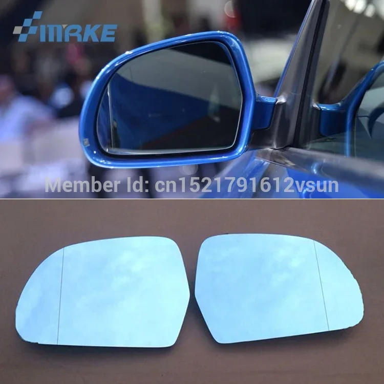 

2Pcs for Audi A6 2009-17 Q3 Rearview Mirror Blue Glasses Wide Angle Led Turn Signals Light Power Heating