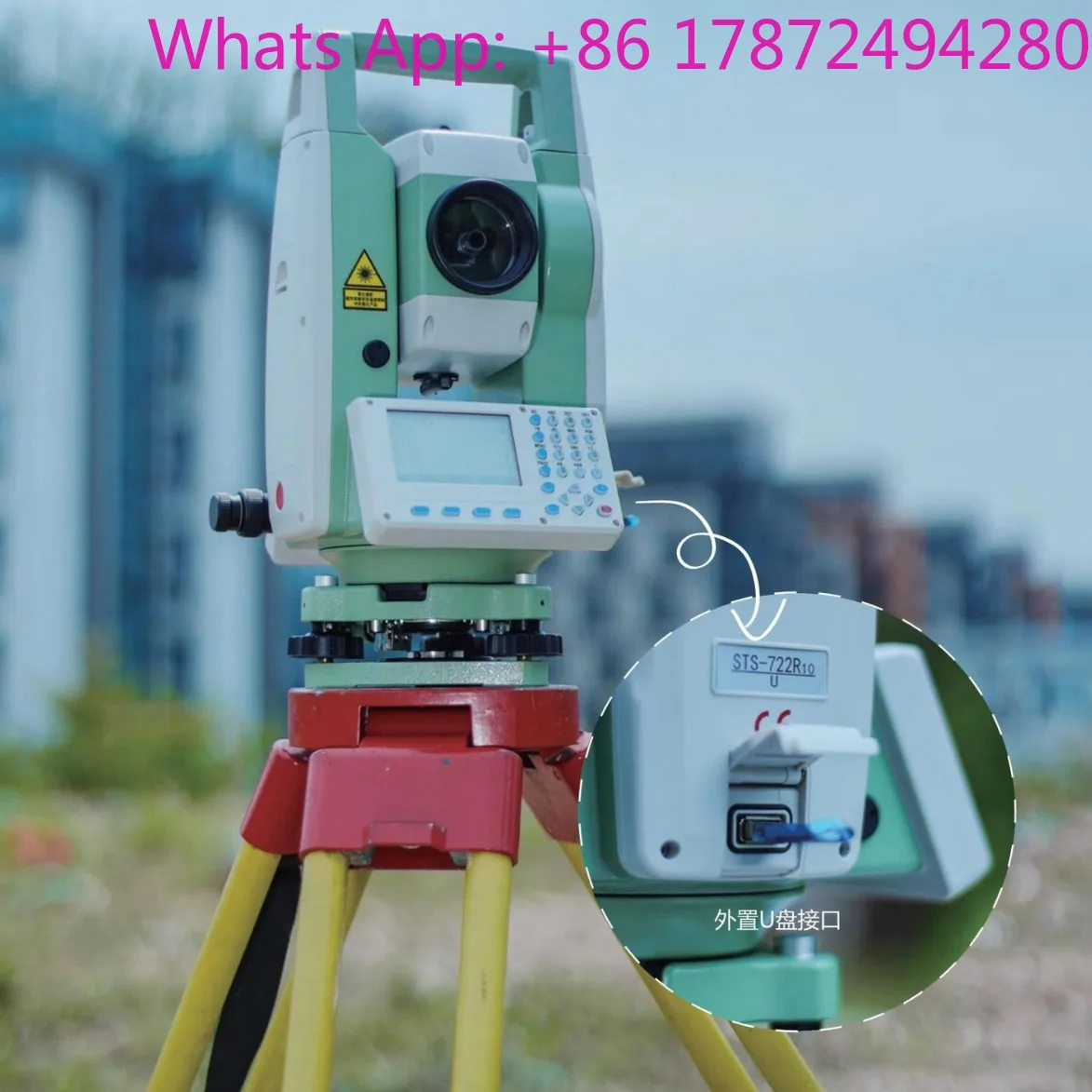 High Precision STS722R10U Total Station, 1000m Engineering Measuring Tool with Prism ARC5 for Inspection